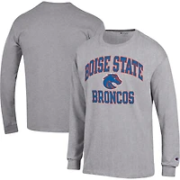 Men's Champion Heather Gray Boise State Broncos High Motor Long Sleeve T-Shirt