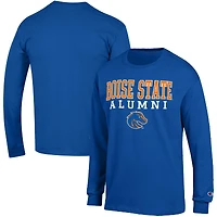 Men's Champion  Royal Boise State Broncos Alumni Logo Stack Long Sleeve T-Shirt