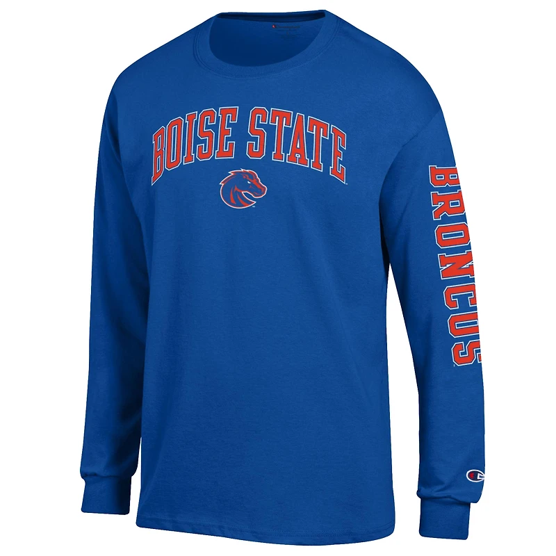 Men's Champion  Royal Boise State Broncos Arch Over Logo 2-Hit Long Sleeve T-Shirt