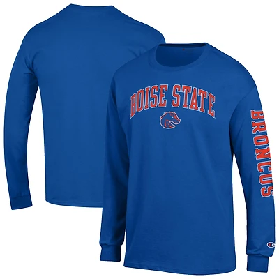 Men's Champion  Royal Boise State Broncos Arch Over Logo 2-Hit Long Sleeve T-Shirt