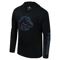 T-shirt à capuche manches longues et Colosseum Black Boise State Broncos Color Pop Active Blend pour hommes