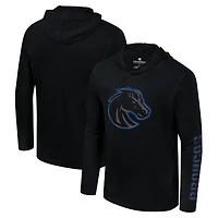 T-shirt à capuche manches longues et Colosseum Black Boise State Broncos Color Pop Active Blend pour hommes