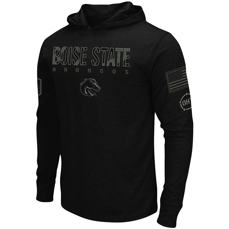 T-shirt à manches longues Colosseum pour homme Noir Boise State Broncos OHT Military Appreciation Hoodie