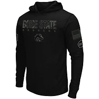 T-shirt à manches longues Colosseum pour homme Noir Boise State Broncos OHT Military Appreciation Hoodie