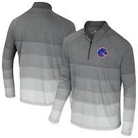 Men's Colosseum Gray Boise State Broncos AI Striped Mesh Quarter-Zip Raglan Windshirt