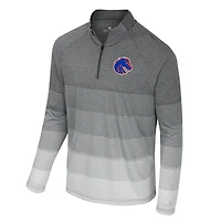 Men's Colosseum Gray Boise State Broncos AI Striped Mesh Quarter-Zip Raglan Windshirt