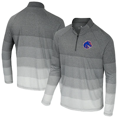 Coupe-vent raglan à rayures en maille quart de zip gris Colosseum pour homme des Boise State Broncos AI