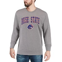 Men's Colosseum Heather Gray Boise State Broncos Arch & Logo Crew Neck Sweatshirt