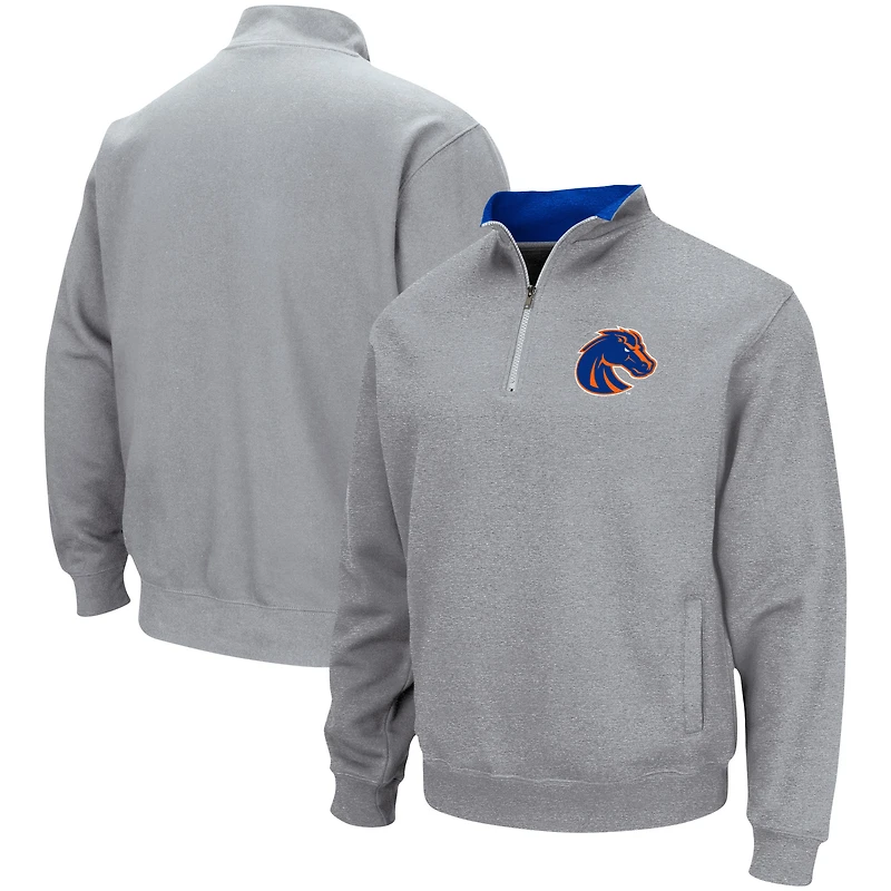 Veste homme Colosseum Heathered Grey Boise State Broncos Tortugas Team Logo Quarter Zip Jacket