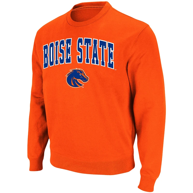 Men's Colosseum Orange Boise State Broncos Arch & Logo Tackle Twill Pullover Sweatshirt