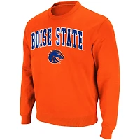Men's Colosseum Orange Boise State Broncos Arch & Logo Tackle Twill Pullover Sweatshirt