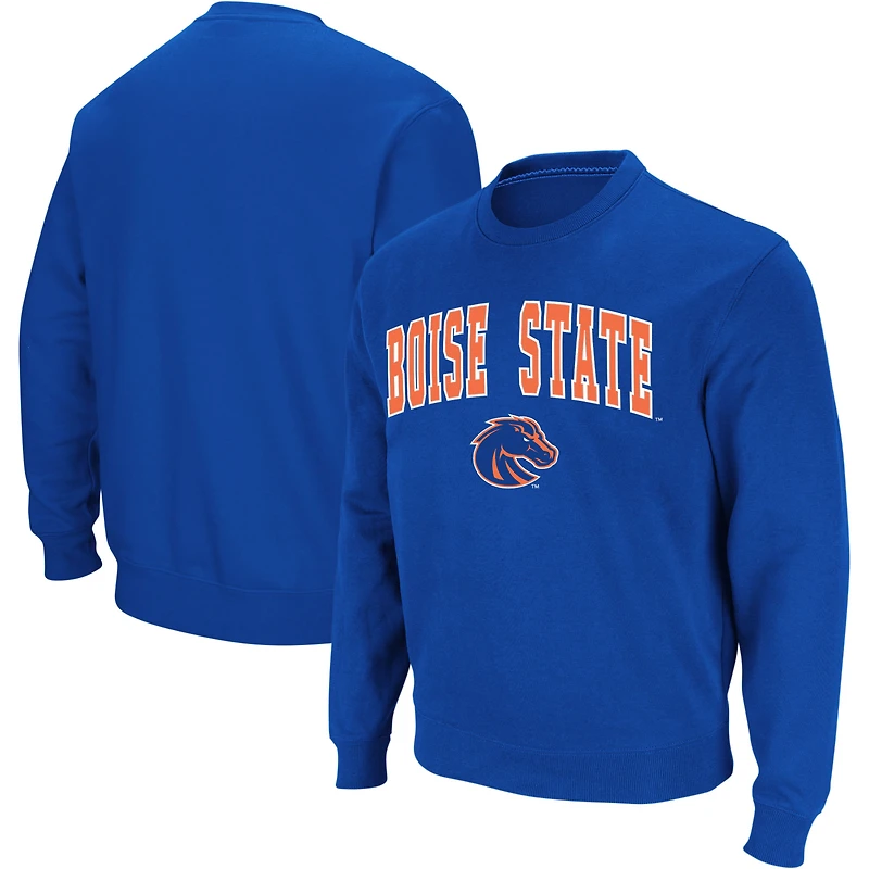 Men's Colosseum Royal Boise State Broncos Arch & Logo Crew Neck Sweatshirt