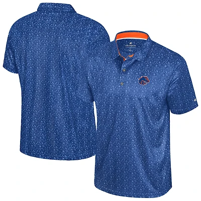 Men's Colosseum  Royal Boise State Broncos Football Print Polo