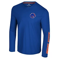 Men's Colosseum Royal Boise State Broncos Logo Lockup 3-Hit Active Blend Long Sleeve T-Shirt