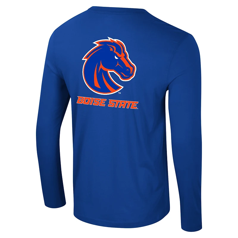 T-shirt à manches longues avec logo Colosseum Royal Boise State Broncos Lockup 3-Hit Active Blend pour hommes