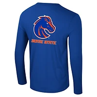 T-shirt à manches longues avec logo Colosseum Royal Boise State Broncos Lockup 3-Hit Active Blend pour hommes