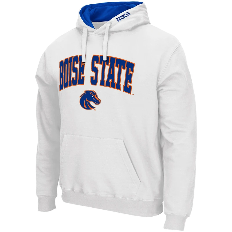Chandail à capuchon pour hommes Colosseum White Boise State Broncos Arch & Logo 3.0