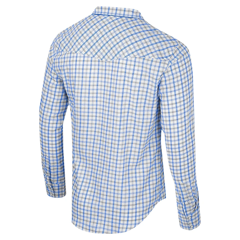 Men's Colosseum x Wrangler White Boise State Broncos Plaid Window Pane Long Sleeve Full-Snap Shirt