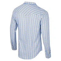 Men's Colosseum x Wrangler White Boise State Broncos Plaid Window Pane Long Sleeve Full-Snap Shirt