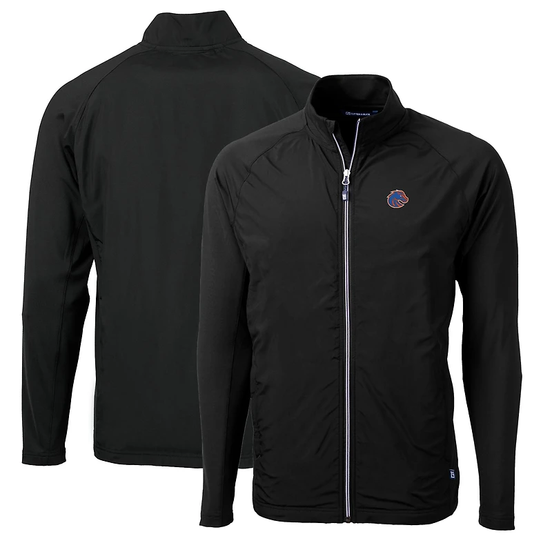 Men's Cutter & Buck Black Boise State Broncos Big Tall Adapt Eco Knit Hybrid Recycled Full-Zip Jacket