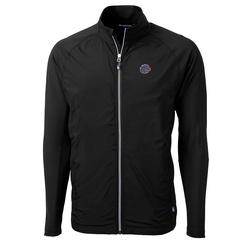 Men's Cutter & Buck Black Boise State Broncos Big Tall Adapt Eco Knit Hybrid Recycled Full-Zip Jacket