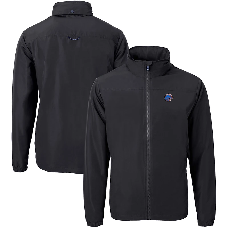 Men's Cutter & Buck  Black Boise State Broncos Big Tall Charter Eco Knit Recycled Full-Zip Jacket