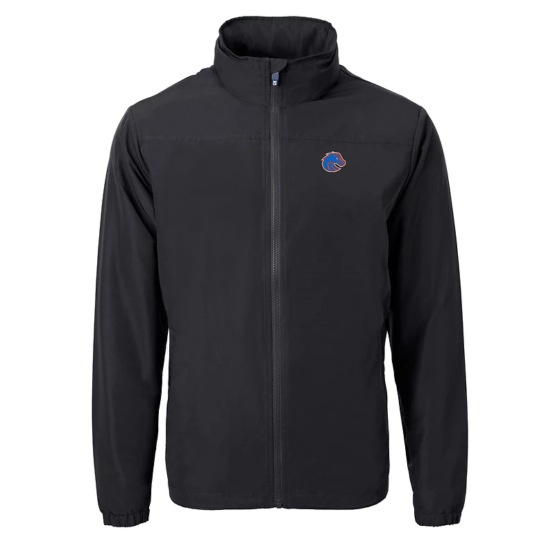 Men's Cutter & Buck  Black Boise State Broncos Big Tall Charter Eco Knit Recycled Full-Zip Jacket
