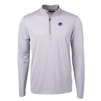 Pull-over zippé recyclé à micro-rayures et piqué écologique pour homme, gris/blanc, des Boise State Broncos, de taille grande taille, Cutter & Buck