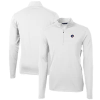 Pull zippé en piqué écologique recyclé pour homme, coupeur et buck, blanc, Boise State Broncos, taille grande taille, Virtue