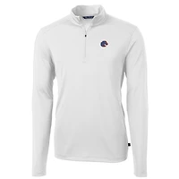 Men's Cutter & Buck White Boise State Broncos Big Tall Virtue Eco Pique Recycled Quarter-Zip Pullover Top