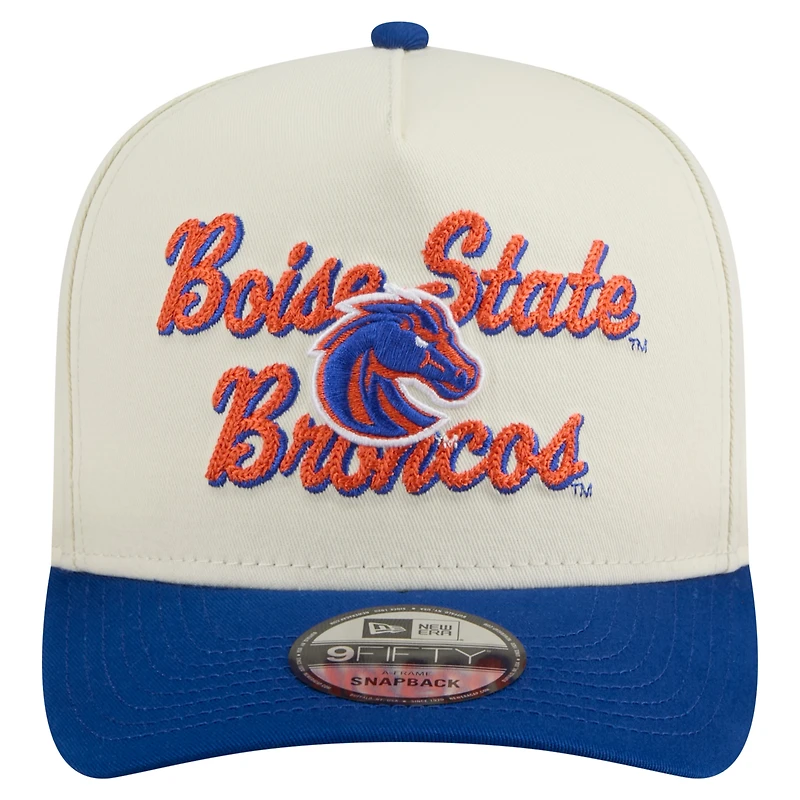 Men's New Era Cream/Royal Boise State Broncos Vintage Chainstitch 9FIFTY A-Frame Snapback Hat