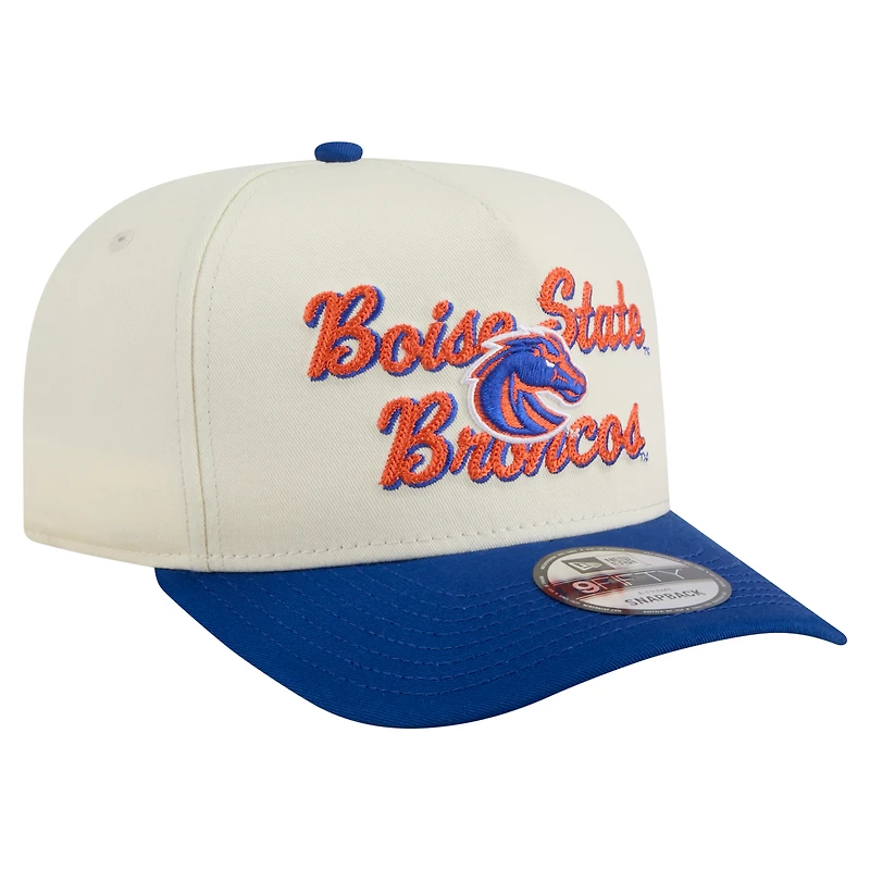 Men's New Era Cream/Royal Boise State Broncos Vintage Chainstitch 9FIFTY A-Frame Snapback Hat