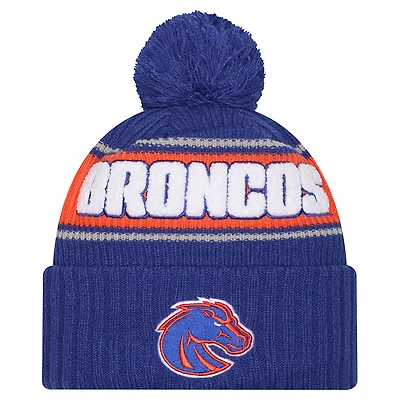 Men's New Era Royal Boise State Broncos Bold Cuffed Knit Hat with Pom