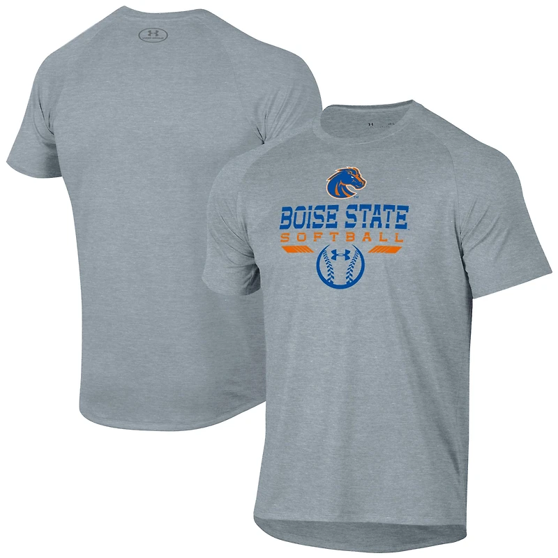 T-shirt de performance raglan gris Under Armour Boise State Broncos Softball Icon pour homme