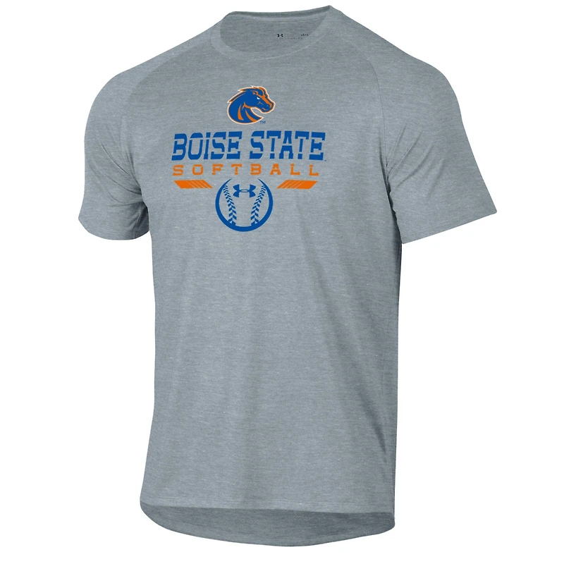 Men's Under Armour Gray Boise State Broncos Softball Icon Raglan Performance T-Shirt