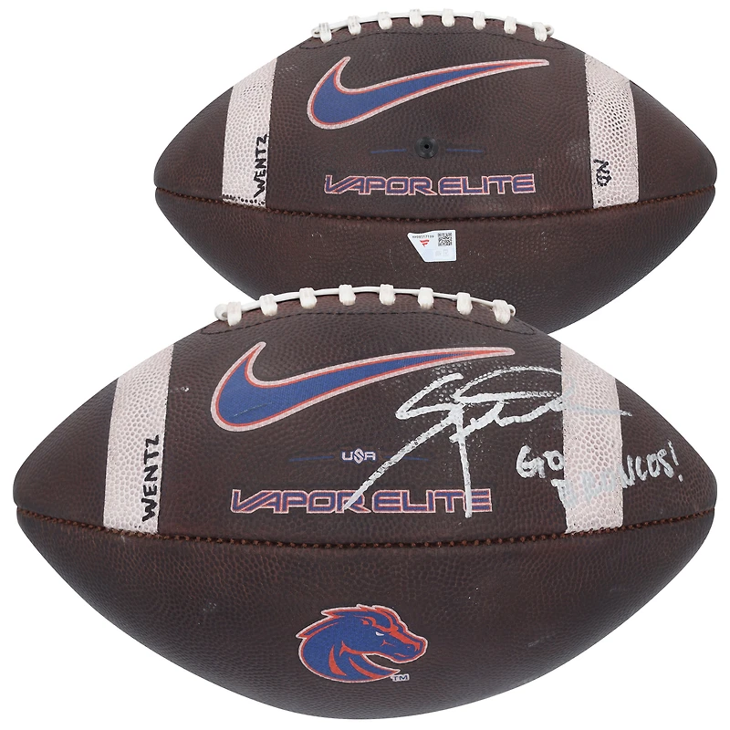 Spencer Danielson Boise State Broncos Autographed Game-Used Football vs. Appalachian State Mountaineers on September 27, 2025 with "Go Broncos!" Inscription