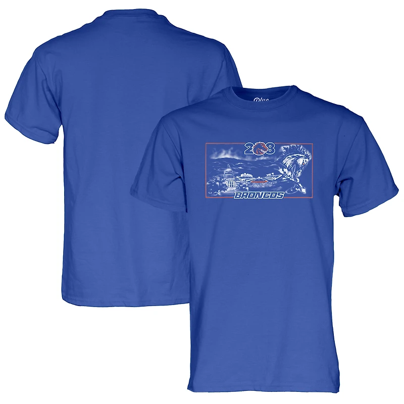 T-shirt unisexe bleu 84 Royal Boise State Broncos imprimé