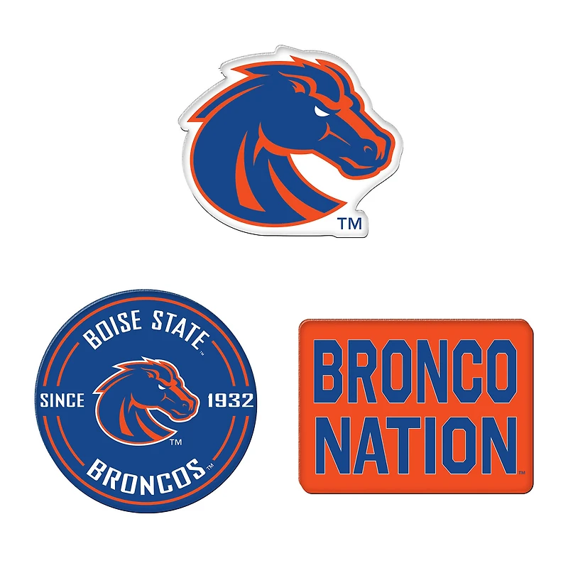 WinCraft Boise State Broncos 3-Pack Premium Fridge Magnet Set