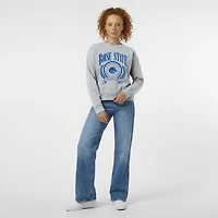 Sweat-shirt à col rond Powerblend gris chiné pour femme, motif Boise State Broncos Academic Crest.