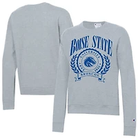 Women's Champion  Heather Gray Boise State Broncos Academic Crest Powerblend Crewneck Sweatshirt