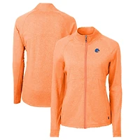 Women's Cutter & Buck  Heather Orange Boise State Broncos Adapt Eco Knit Recycled Full-Zip Jacket