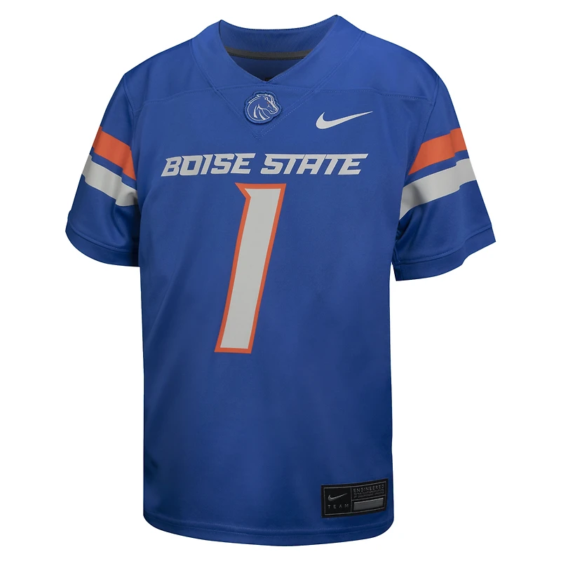 Maillot de football intouchable Nike #1 Royal Boise State Broncos pour jeune