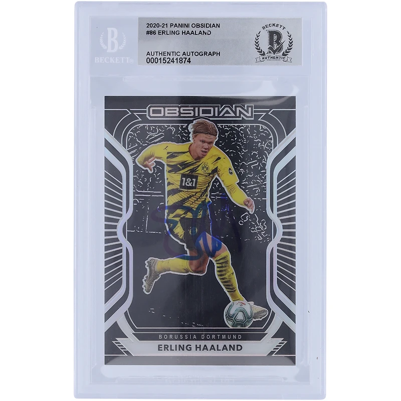 Erling Haaland Borussia Dortmund dédicacé 2020-21 Panini Obsidian #86 #161/195 BAS authentifié 10 cartes
