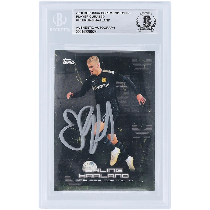 Carte authentifiée autographiée par Erling Haaland Borussia Dortmund Topps X BVB #25 BAS 2020