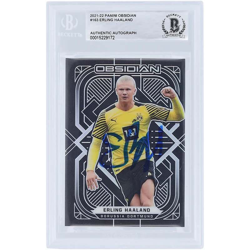 Erling Haaland Borussia Dortmund dédicacé 2021-22 Panini Obsidian #163 #24/105 BAS Carte authentifiée