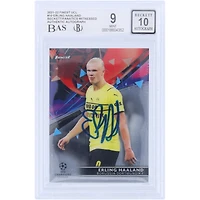Erling Haaland Borussia Dortmund Autographed 2021-22 Topps Finest UEFA #10 Beckett Fanatics Witnessed Authenticated 9/10 Card