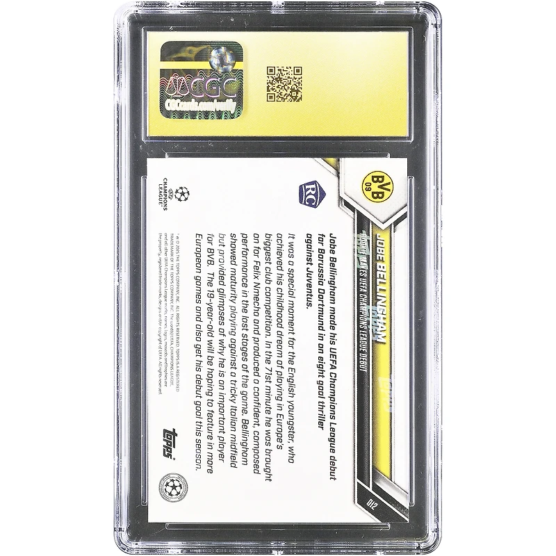 Jobe Bellingham Borussia Dortmund 2025-26 Topps Now UEFA CL Rookie Makes UEFA Champions League Debut #12 CGC Authenticated PRISTINE 10 Rookie Card