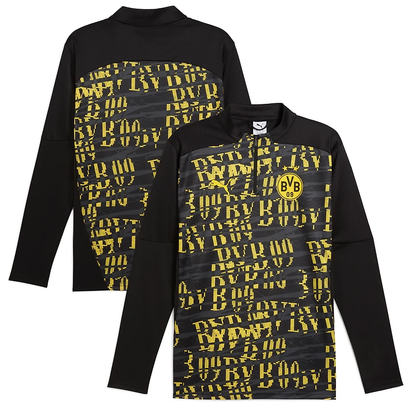 Men's Puma Black Borussia Dortmund 2024/25 Pre-Match Quarter-Zip Top