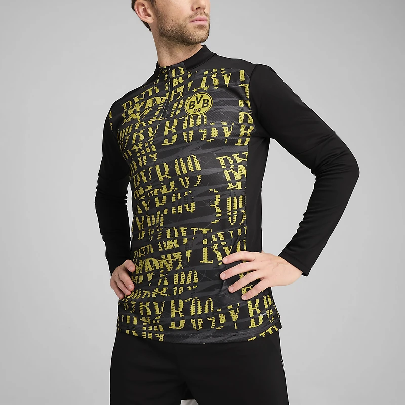 Men's Puma  Black Borussia Dortmund 2024/25 Pre-Match Quarter-Zip Top