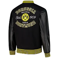 Veste universitaire noire à boutons-pression pour supporter du Borussia Dortmund homme